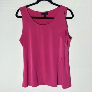 Worthington Pink Sleeveless Stretchy Blouse W Ruffle Detail XL